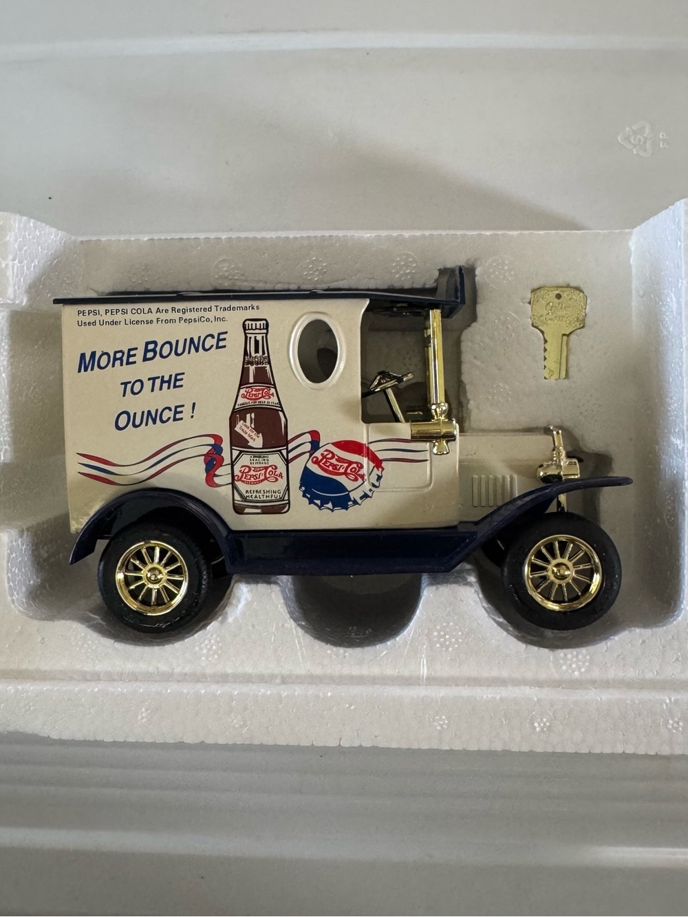 Golden Wheels Die-Cast, 1925 Ford  Model-T Pepsi Delivery Van Bank with Key